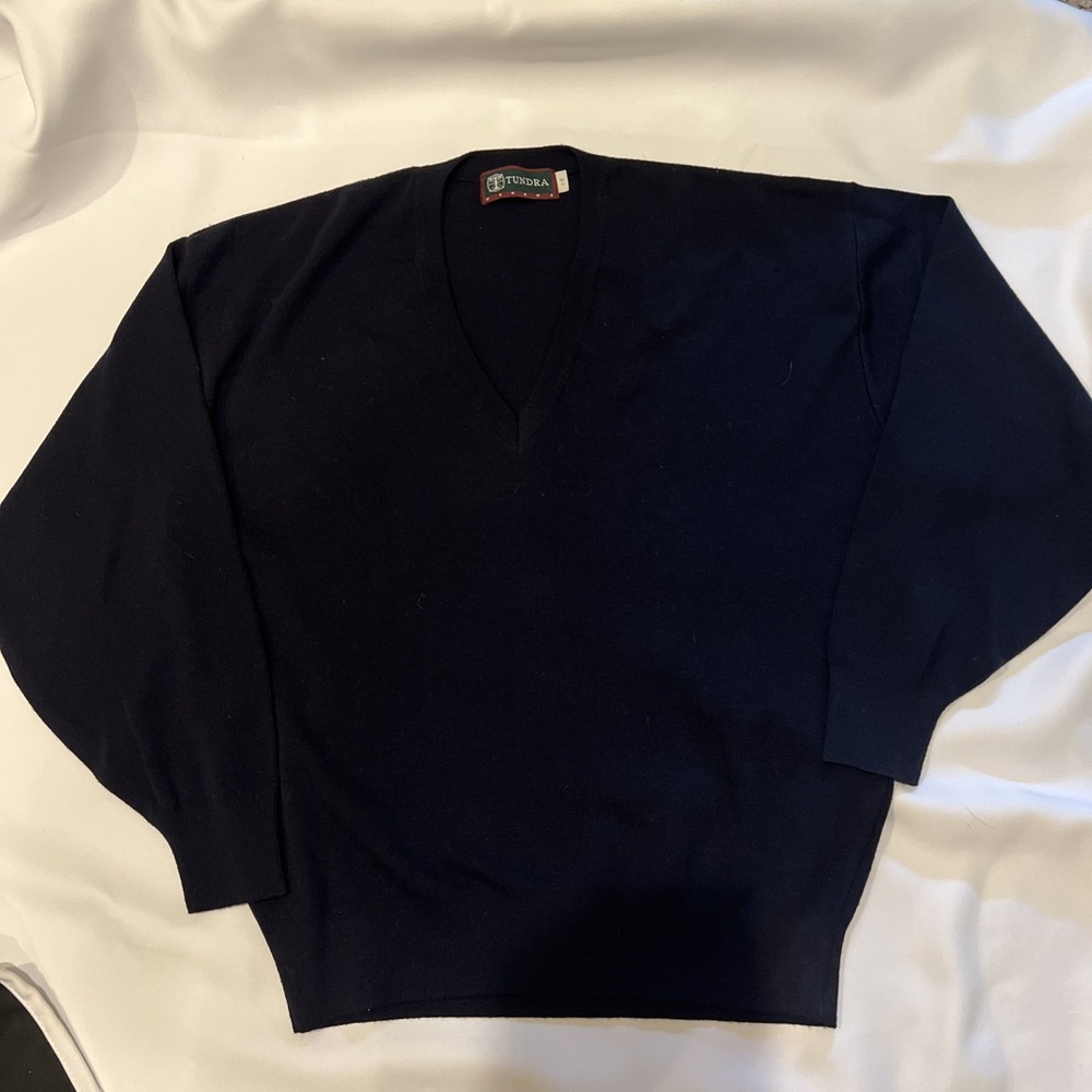 Vintage Tundra Canada Sweater 100% Merino Wool Pullover Black Mens Large L